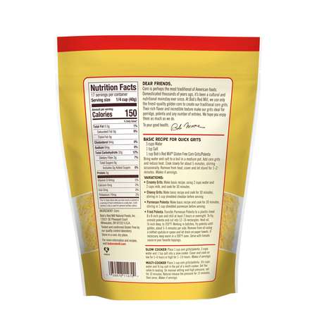 BOBS RED MILL NATURAL FOODS Bob's Red Mill Gluten Free Corn Grits/Polenta 24 oz. Pouches, PK4 1618S244